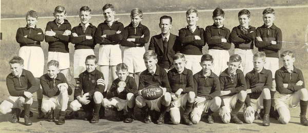Swanston Street school football team 1944 (John fourth from right in front row)