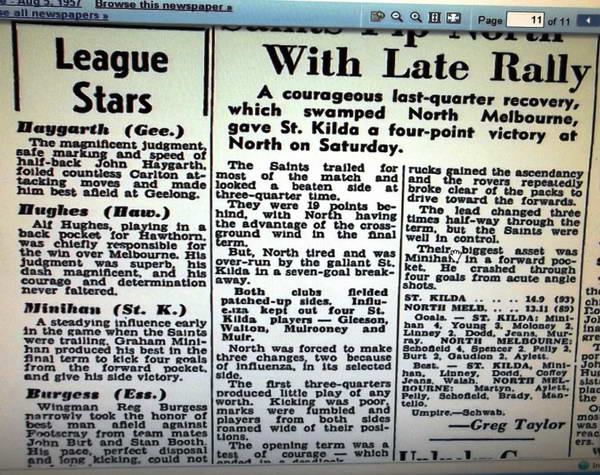 'League Stars' The Age August 5, 1957