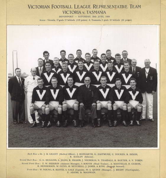 Victoria team Devonport June 1959 (John first player on left top row)